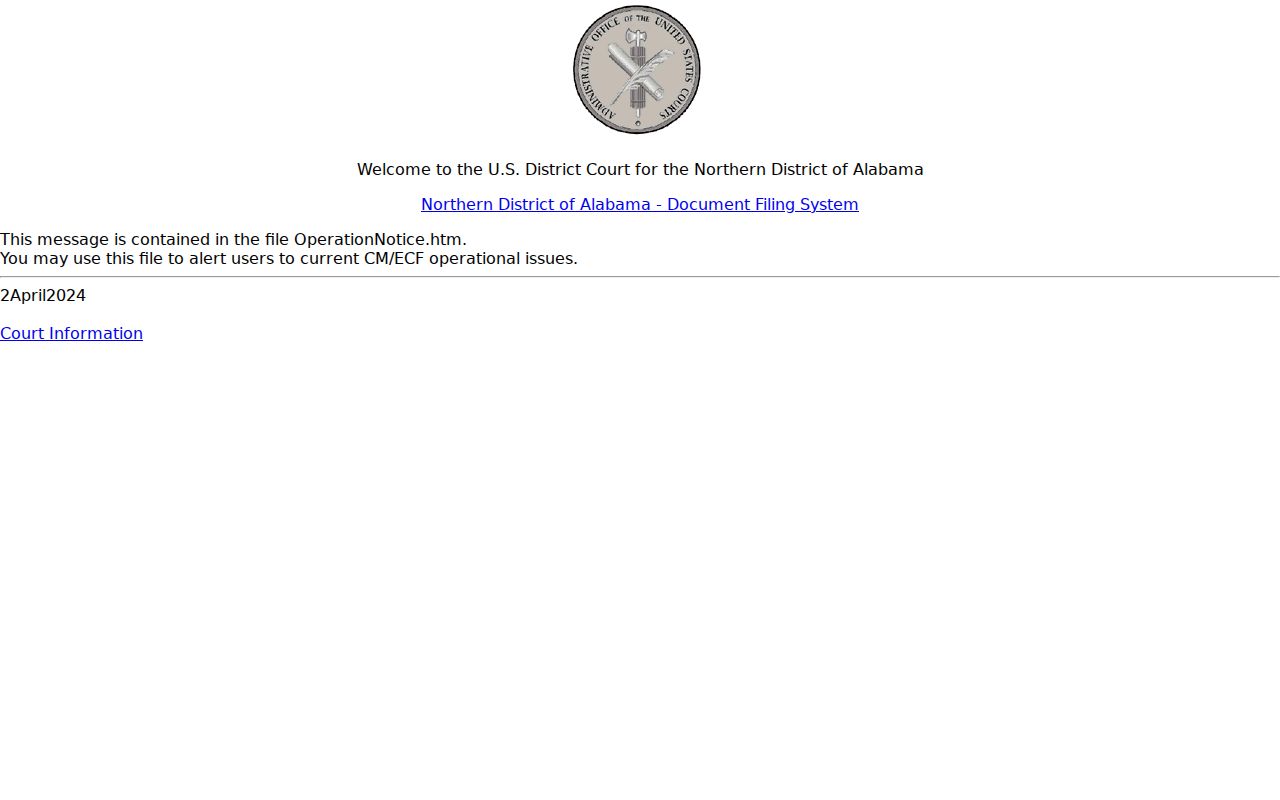 Colbert County court dockets Northern District CM ECF