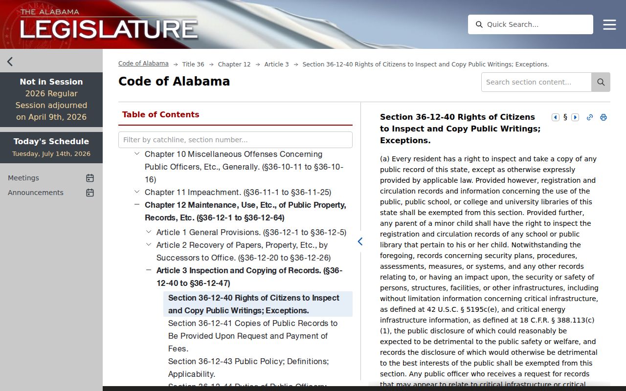 Colbert County court records Alabama public records statute