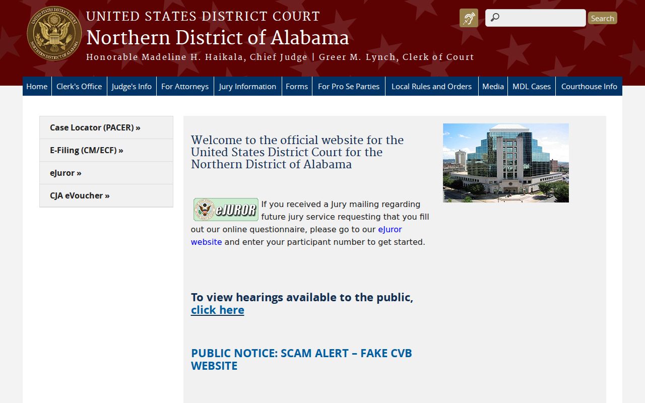 Colbert County court records Northern District of Alabama federal court