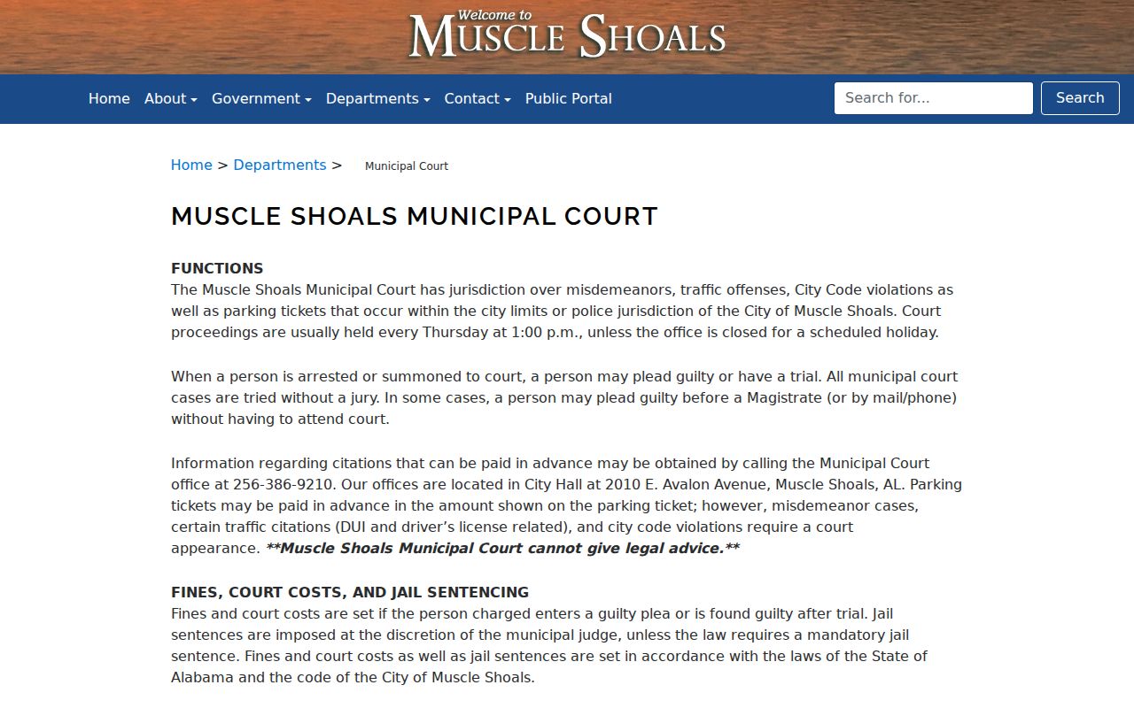 Colbert County Circuit Court records Muscle Shoals Municipal Court source
