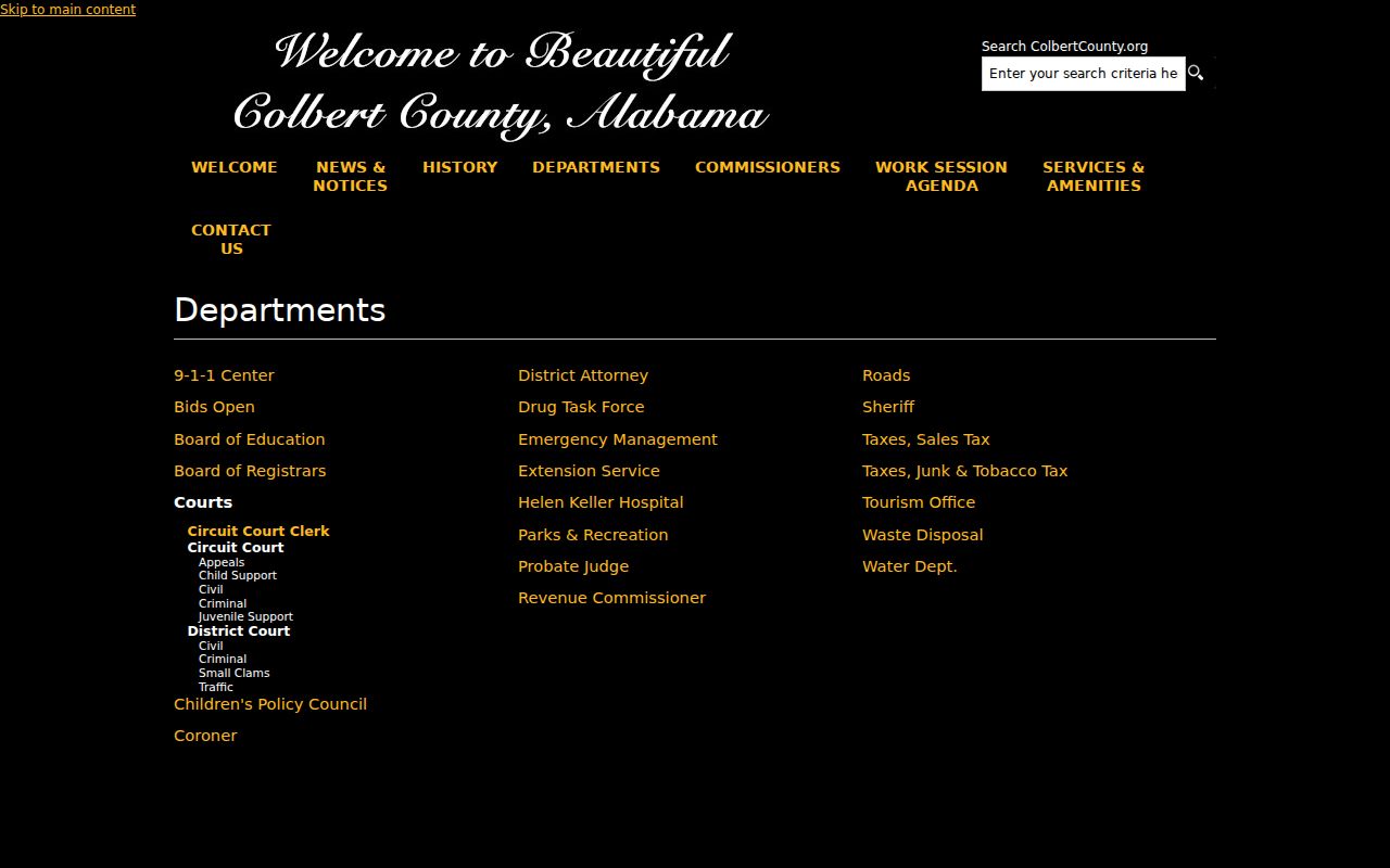 Colbert County court records departments directory