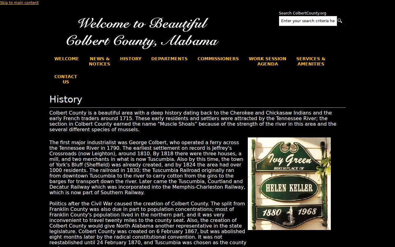Colbert County court records county history page