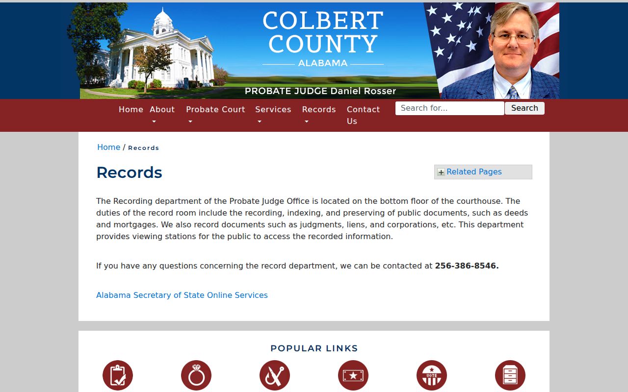 Colbert County probate records record room page