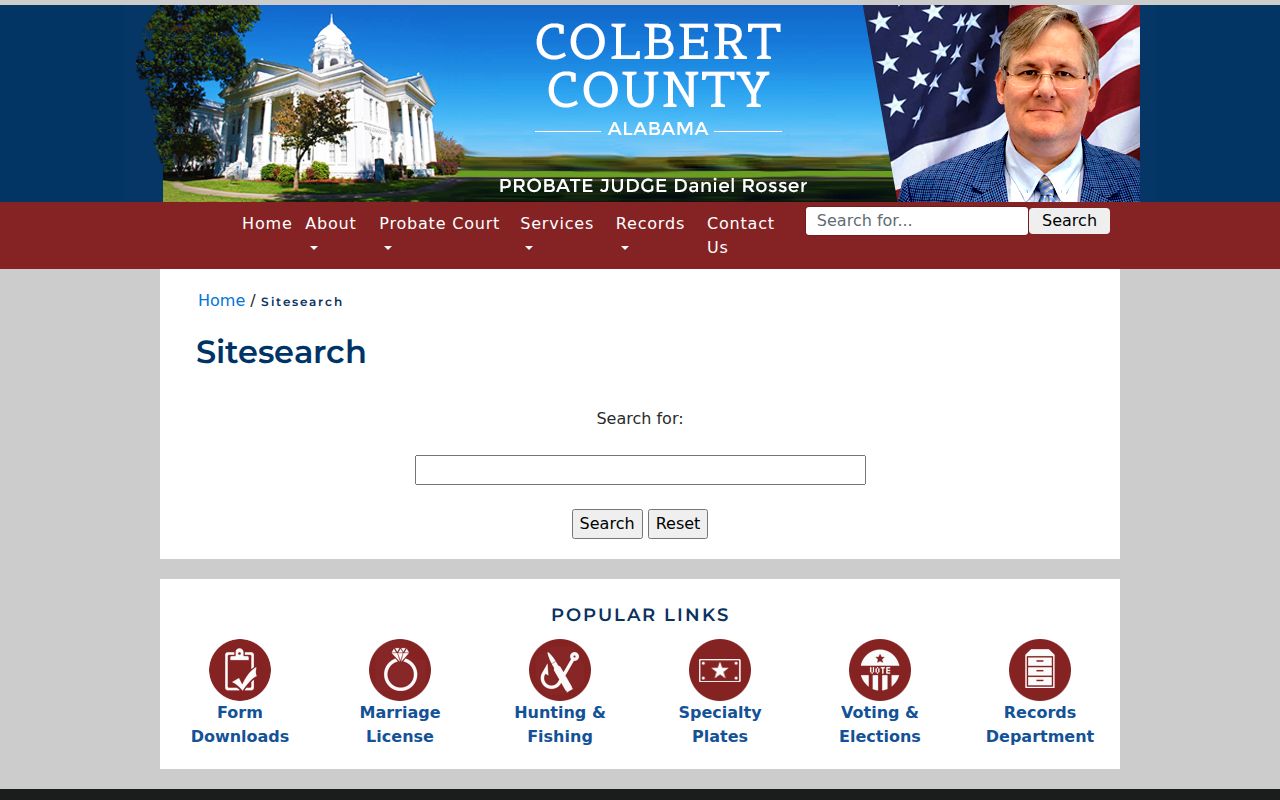 Colbert County probate records probate site search page